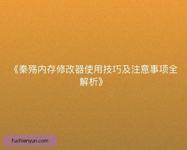 《秦殇内存修改器使用技巧及注意事项全解析》