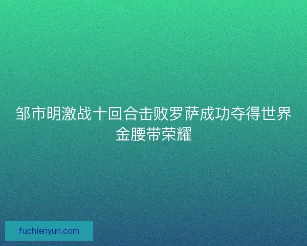 邹市明激战十回合击败罗萨成功夺得世界金腰带荣耀