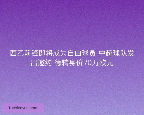 西乙前锋即将成为自由球员 中超球队发出邀约 德转身价70万欧元